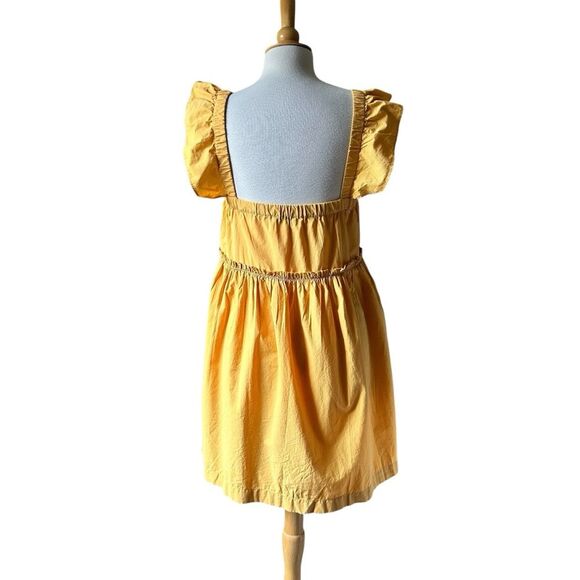 NWT Madewell Yellow Flutter Sleeve Square Neck Cotton Mini Dress - Large - Picture 5 of 9